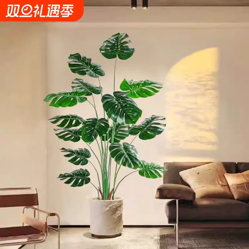 仿真绿植龟背高端室内阳台玄关装饰仿生植物落地大型盆栽仿生花