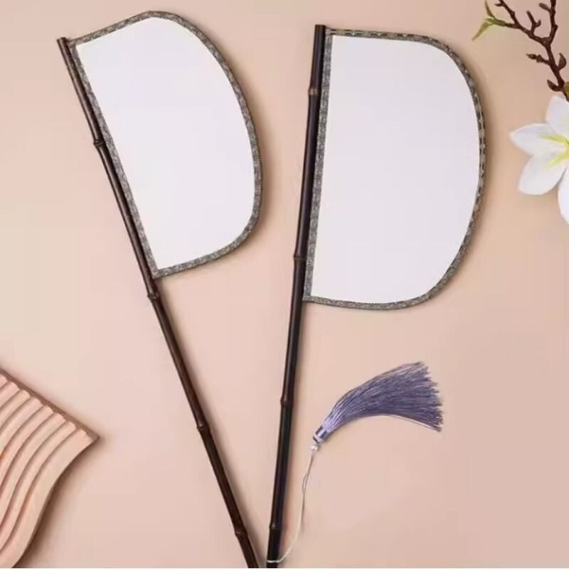 紫竹仿革丝长柄异形刀扇汉服装饰拍照走秀便面扇古风道具扇子