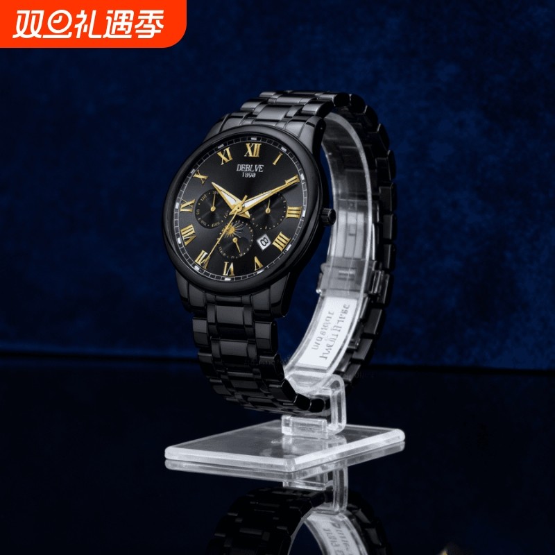 手表男款全自动男表数字双日历防水腕表男机械风全自动防水高级感