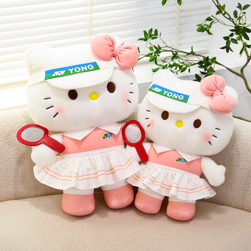 运动羽毛球网球KT猫毛绒玩具公仔玩偶治愈陪伴布娃娃儿童生日礼物