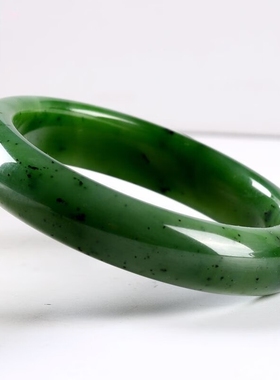 正品新疆和田碧玉手镯俄料老坑镯子真玉石镯送妈妈女友礼物多规格