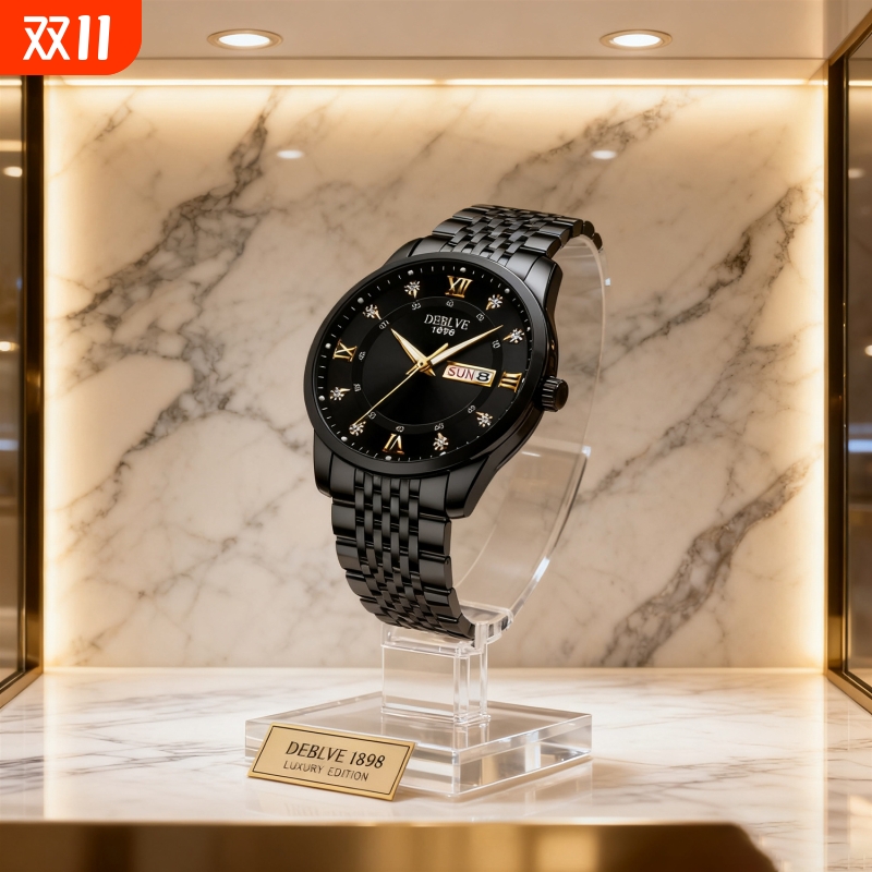 老人手表男士中老年人女士机械大数字对表夫妻爸爸妈妈款防水石英