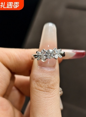 甜美蝴蝶圆钻戒指夏日浪漫仿真钻蝴蝶戒指女款小众高级感轻奢指环