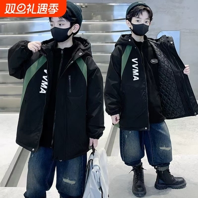 儿童装男童冲锋衣三合一可拆卸2025新款春秋冬季大童外套加绒加厚