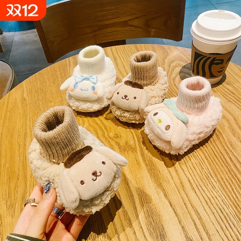 婴儿鞋袜秋冬季软底不掉0一1岁6到12个月男女宝宝加绒保暖软底鞋