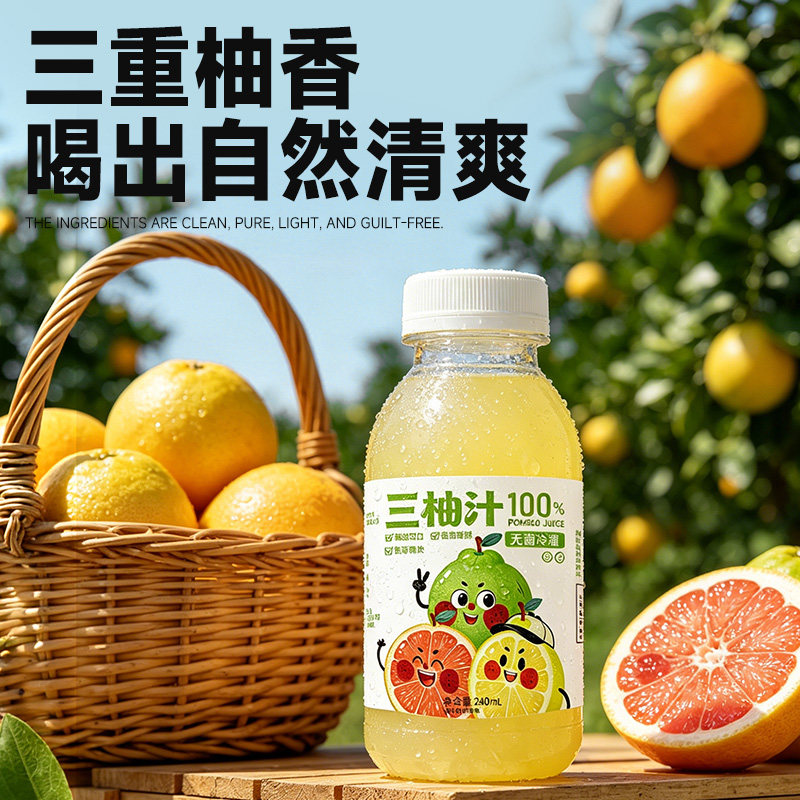 新日期三柚汁0脂整箱三重柚香喝出自然饮料酸甜果汁柠檬畅饮包邮