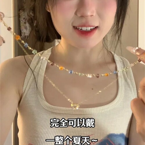 活力亮眼~可以戴整个夏天的多巴胺项链小清新甜美锁骨链配饰串珠