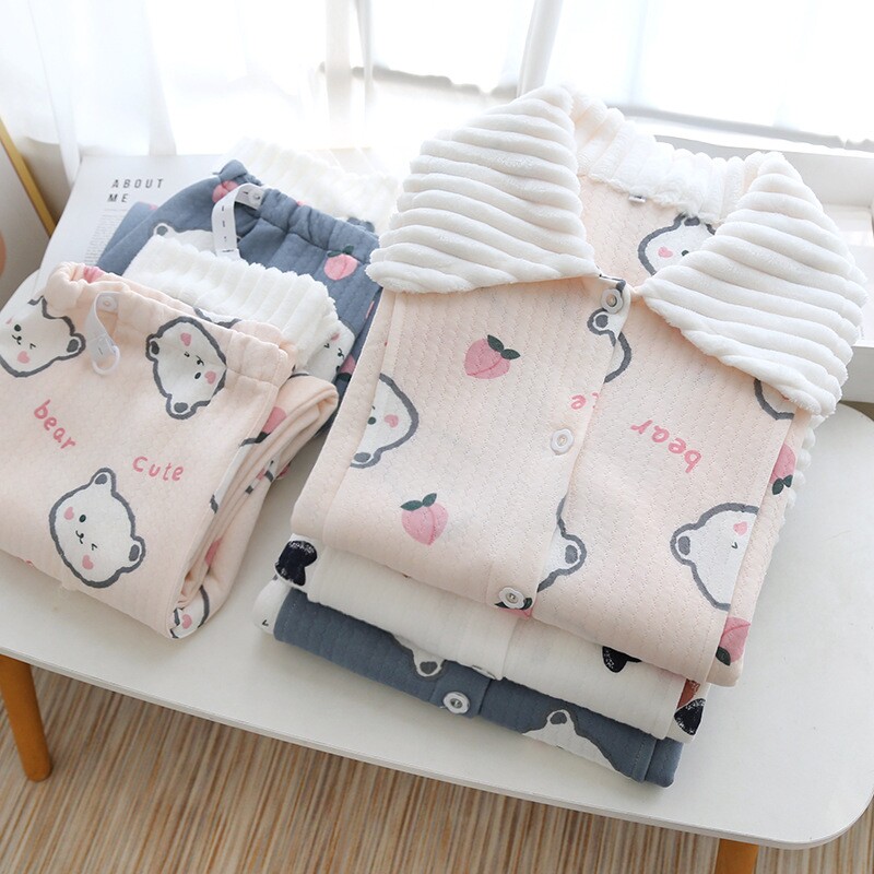月子服春秋产后棉质加厚睡衣女秋冬后哺乳衣可外出产妇出院家居服