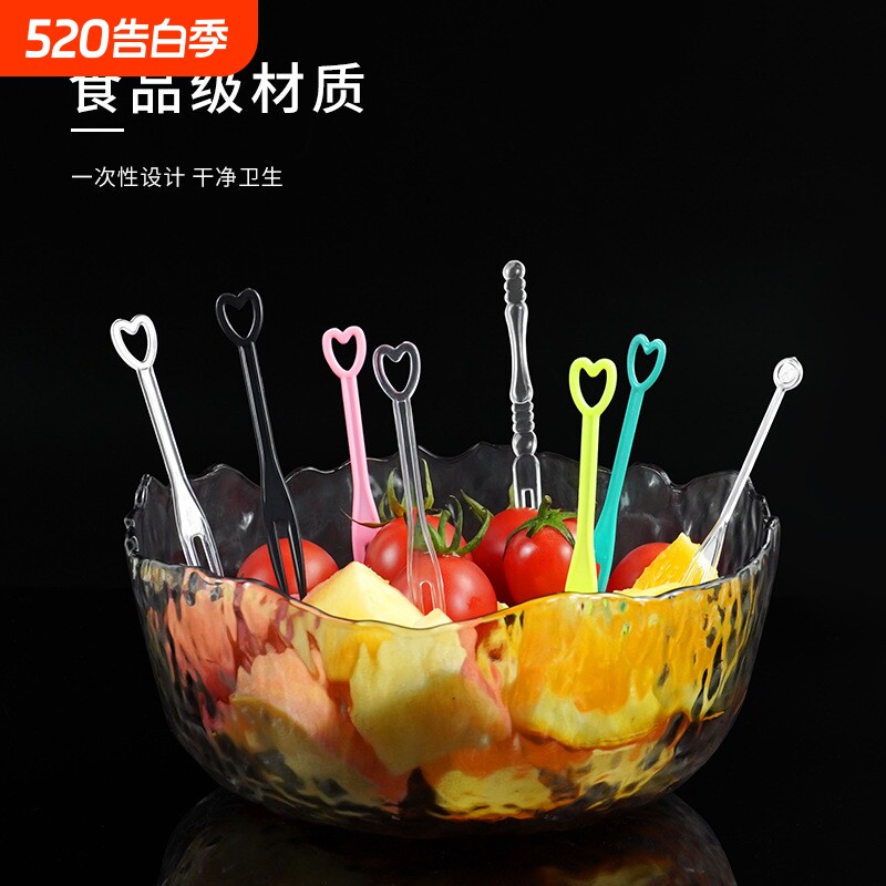 水果叉一次性叉子独立包装塑料点心蛋糕水果签KTV专用果插3000