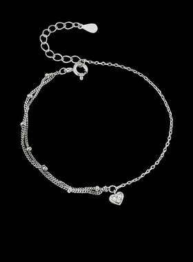 韩版简约爱心不对称手链气质轻奢高级感精致侧身链隔珠手饰品