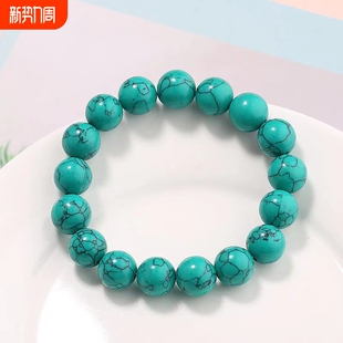 湖北科技绿松石原矿有优化手串佛珠手链配饰铁线玉石高瓷珠宝松绿