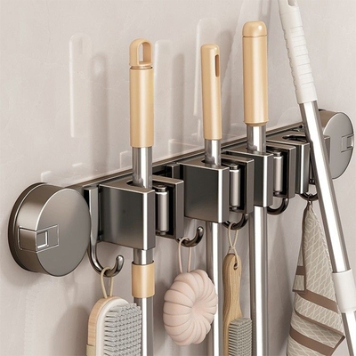 新款卫生间吸盘拖把架