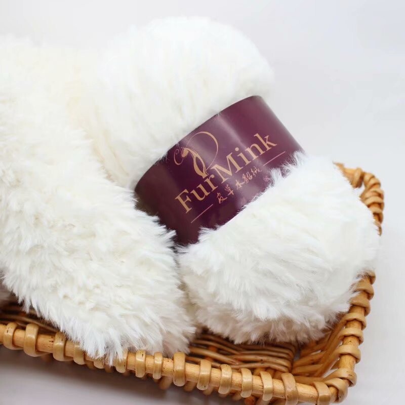 仿皮草貂绒线长毛线手编外套大衣线中粗宝宝毛线帽子围巾线100g团