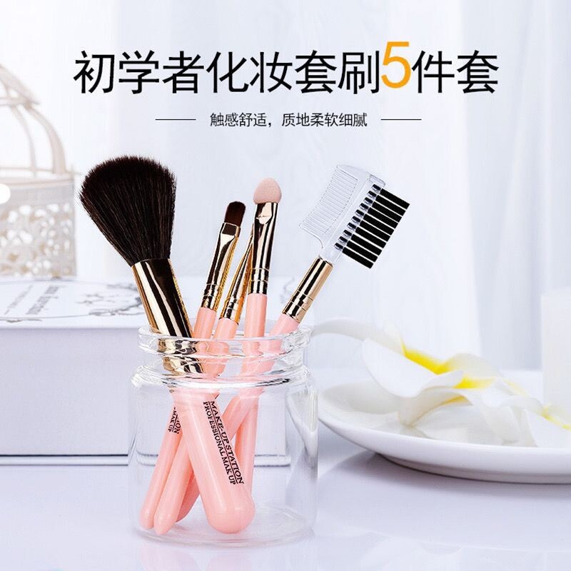 伊奈儿5件化妆套装便携全套套刷美容软毛眼影工具粉刷初学者柔软