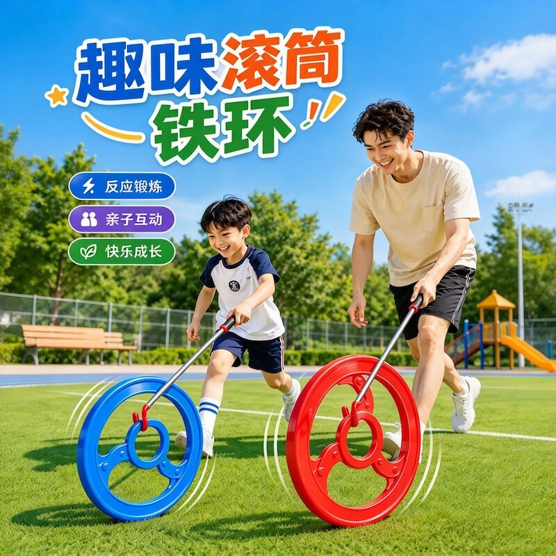 滚铁环圈儿童感统训练器材小学生幼儿园亲子互动怀旧运动户外玩具