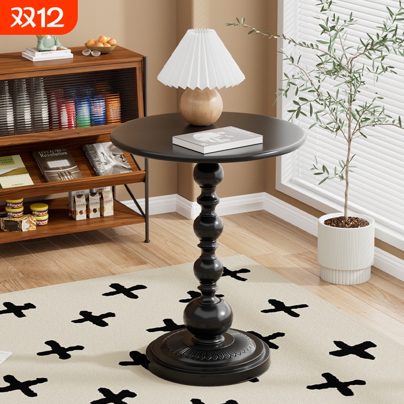 中轻奢家具客厅沙发边几古风高级感家用咖啡桌小圆桌复古茶几铁艺