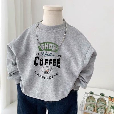 春秋款2025新款儿童卫衣男童女童上衣中大童运动服打底衫加绒黑色