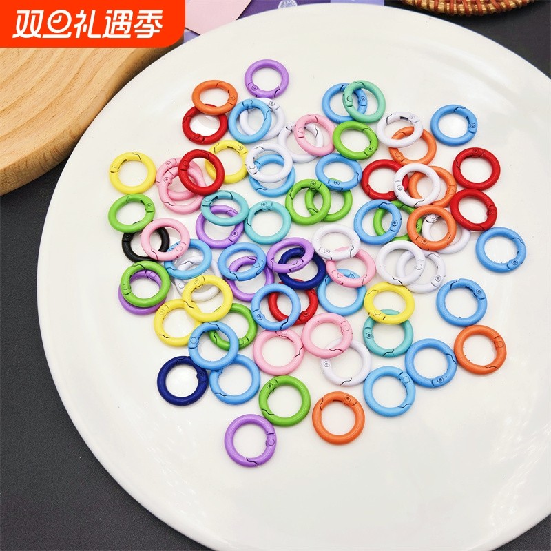 金属烤漆彩色卡圈弹簧开口圈圆形钥匙扣手机挂钩DIY饰品配件20m