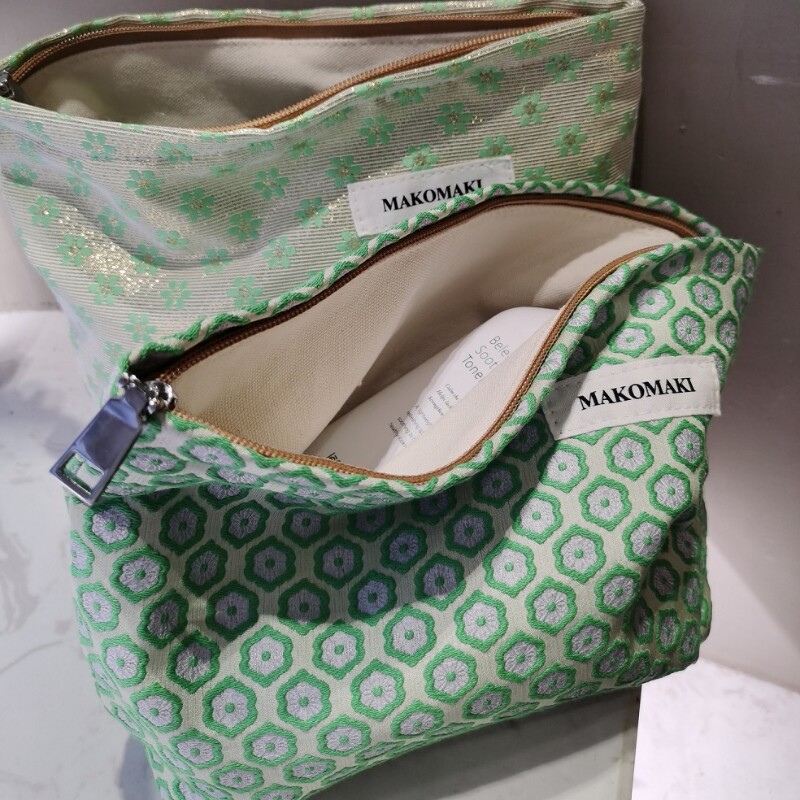 布范提花窗花化妆包双层内胆包大容量帆布收纳袋女立体手包隔层