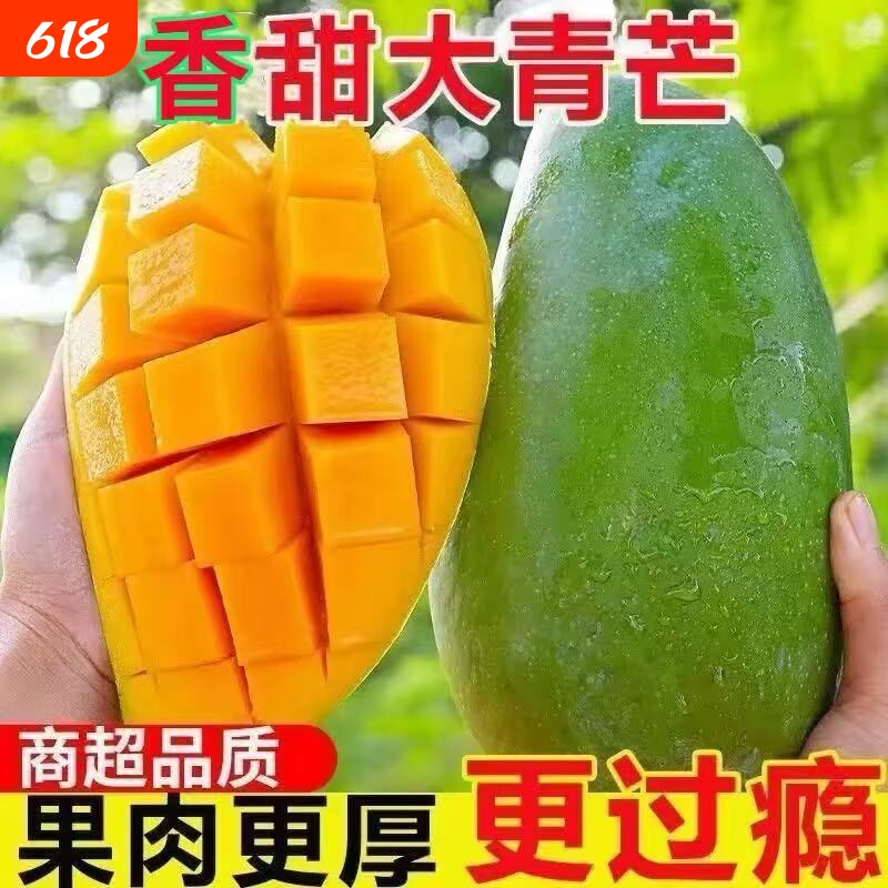 新鲜采摘大青芒果热带水果皮薄肉多核小甜蜜多汁现摘现发当季水果