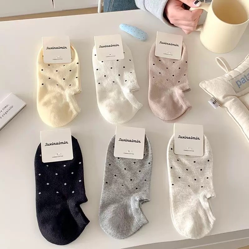 夏季薄款女士ins风波点船袜夏天女低帮圆点短袜透气百搭韩版短袜