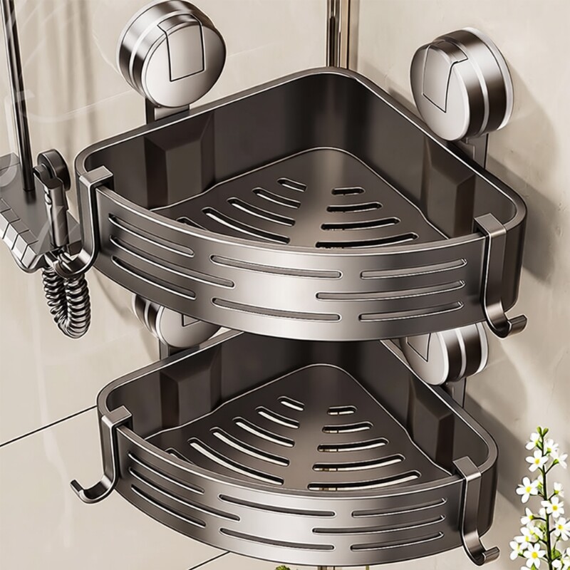 吸盘浴室置物架三角篮免打孔卫生间厕所收纳架子墙角沐浴露洗澡架