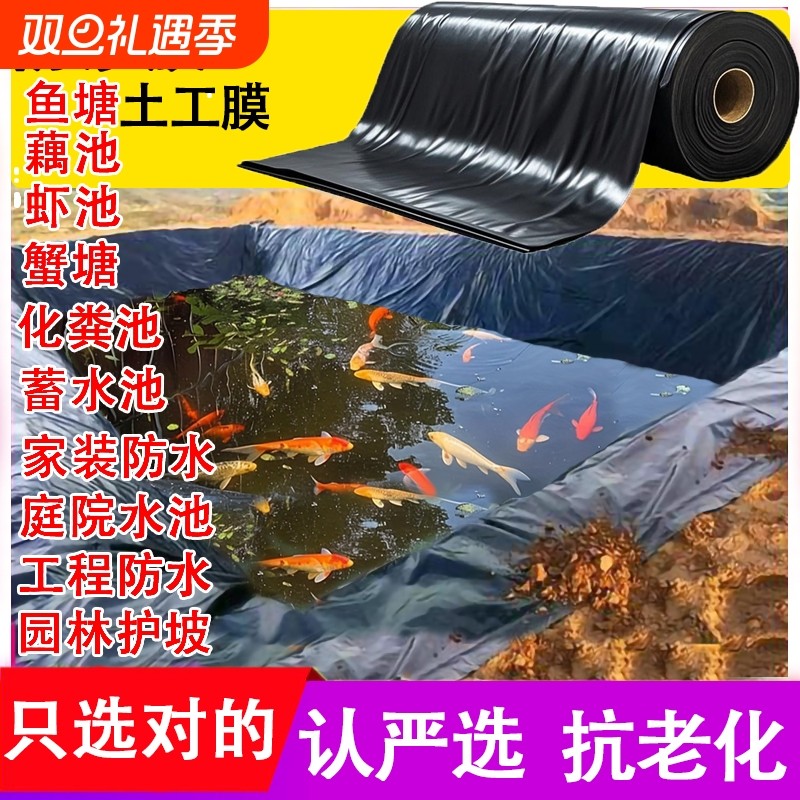 鱼塘防渗膜加厚土工膜虾池蟹塘沼气池化粪池园林水池专用pe塑料膜