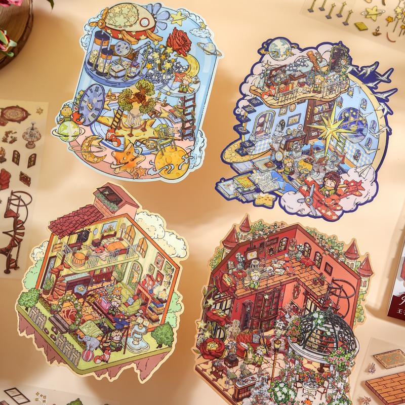 纸先生童话书造景贴纸新款韩系可爱3D堆叠微缩场景立体贴画创意趣味解压益智手工diy手帐素材高颜值星星合集