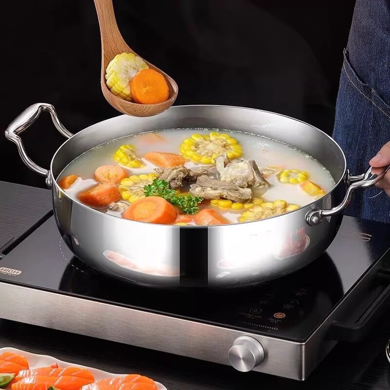 德国316不锈钢火锅盆家用特厚不锈钢汤锅蒸锅煲汤304不锈钢火锅