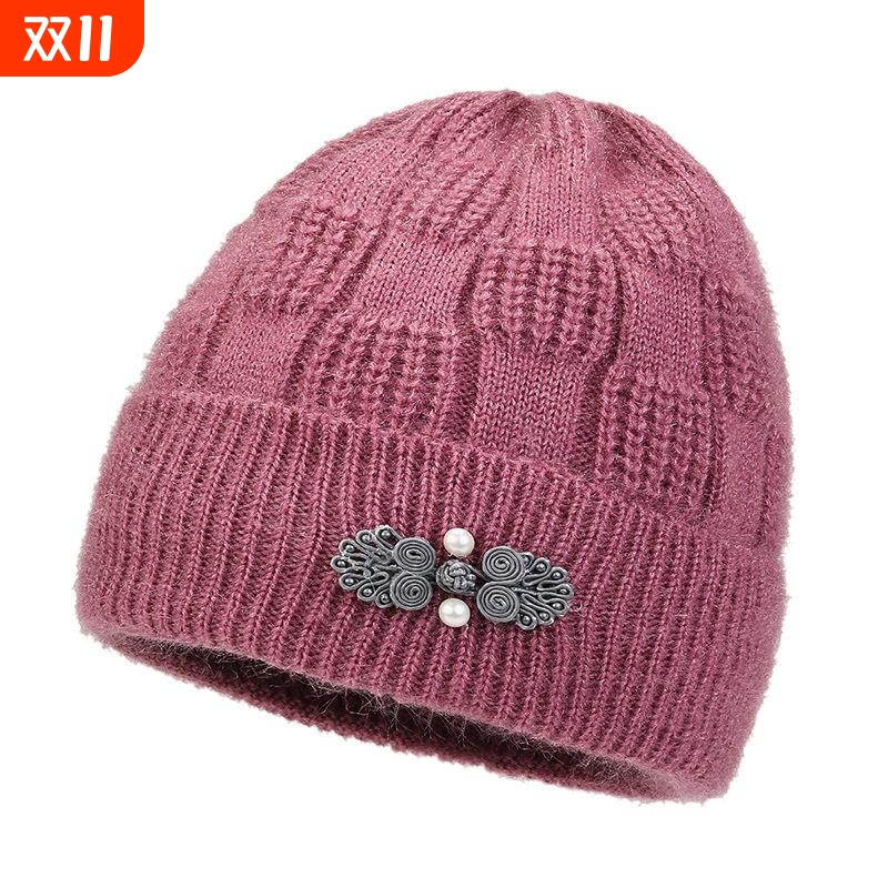 针织中老年老人帽子冬款保暖妈妈加厚女帽奶奶冬天毛线帽百搭棉帽
