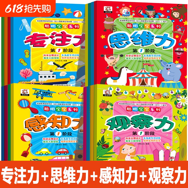 聪明宝宝系列专注力观察力思维力幼儿3-4-5-6岁左右脑全脑思维
