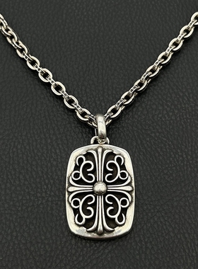 ODEK高级复古藤蔓十字花守护者吊牌项链男女吊坠vintage重工