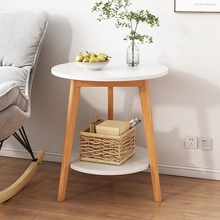 沙发边几小户型现代简约家用客厅双层小圆桌子卧室阳台实木小茶几