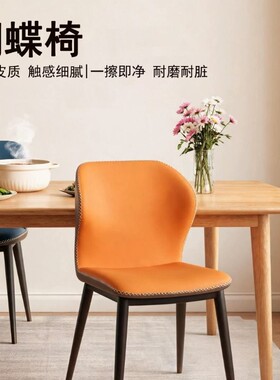 餐椅家用轻奢现代简约铁艺靠背椅