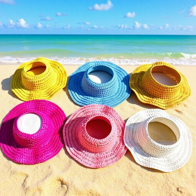 labubu娃娃夏季露头多透气娃娃帽宠物头饰草帽nomi装饰小帽