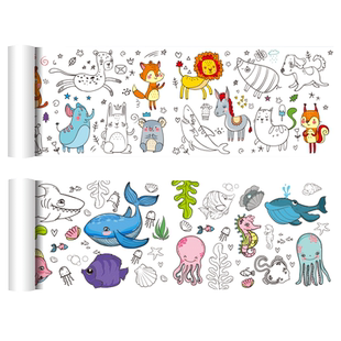 超长儿童涂鸦大画纸填色绘画纸画卷幼儿园宝宝涂色画布画画本数字