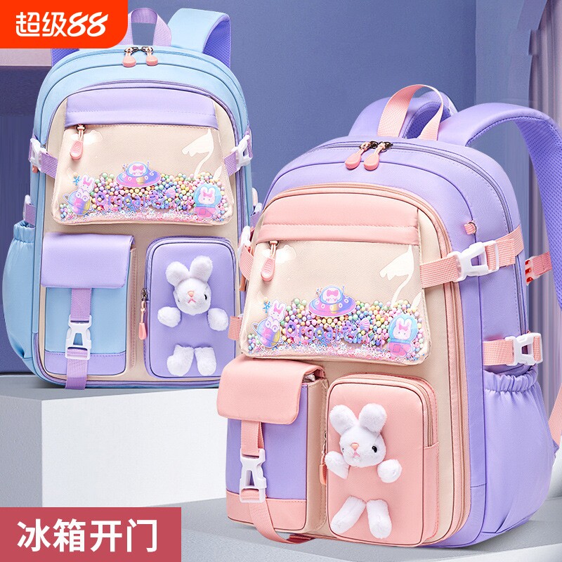 厂家新款小学生书包冰箱开门女款大容量可爱风减负防水学生双肩包图片