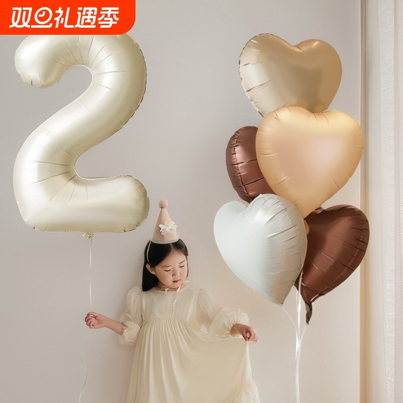 生日派对儿童爱心数字气球墙布置
