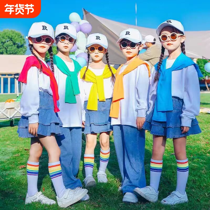 儿童合唱演出服朗诵运动会开幕式服装团体班服卫衣牛仔啦啦队