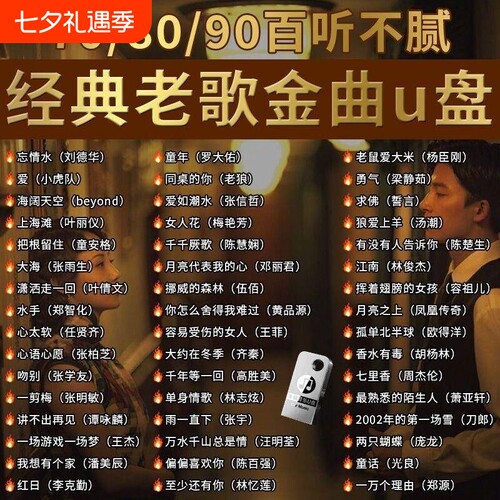 经典怀旧老歌车载音乐U盘无损708090国语粤语流行DJ歌曲USB随身