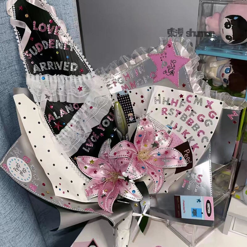 氛围感水钻百合花束diy材料包创意小众生日礼物送闺蜜朋友情人节