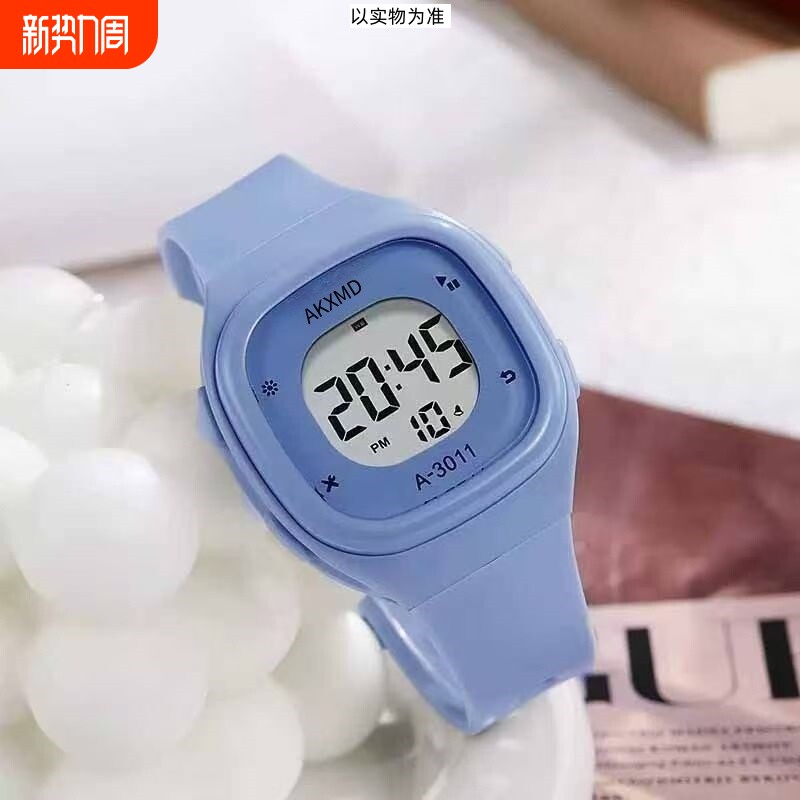 电子手表简约初高中生小学生男女方形运动夜光显示普通防水手链