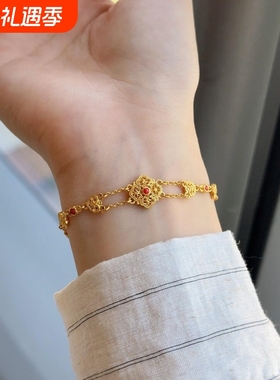 珐琅镂空花丝锦绣团花手链复古宫廷风时尚气质高级感轻奢百搭手饰