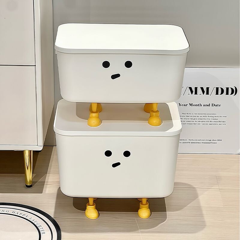 桌面收纳盒奶油风客厅零食玩具化妆品置物篮厨房杂物带盖储物箱子