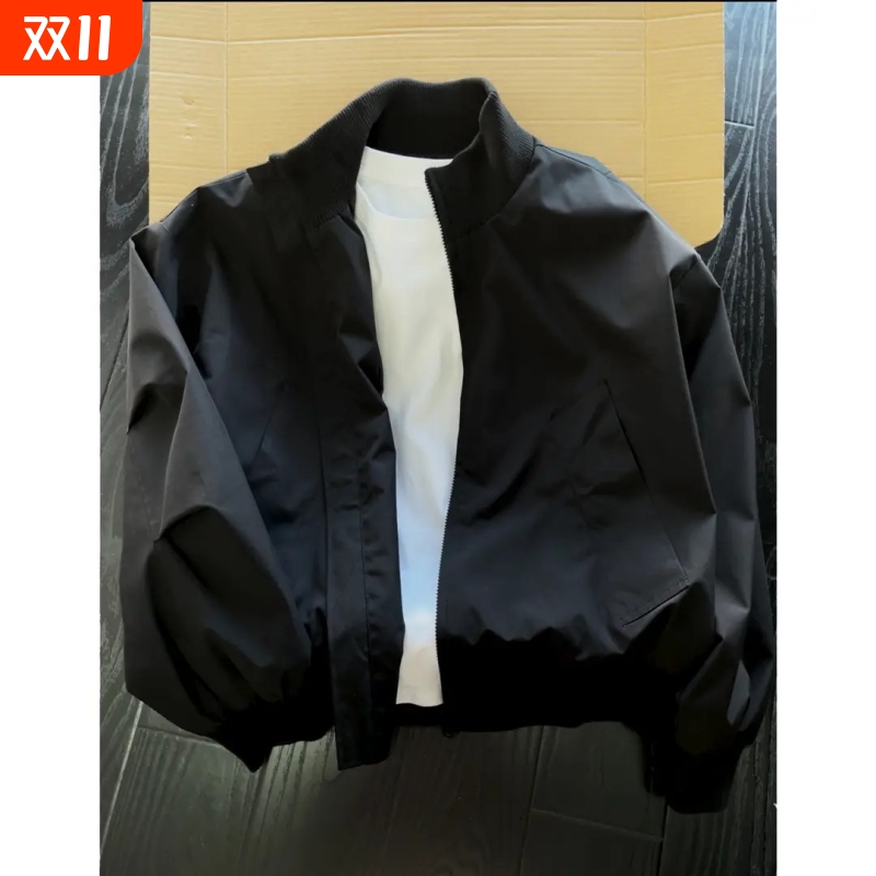 美式cleanfit秋冬休闲百搭短款纯色防风小众飞行员冲锋衣内胆户外