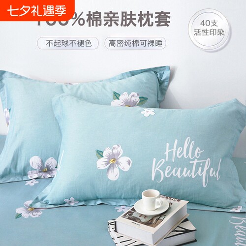 纯棉枕套一对装100全棉枕头套