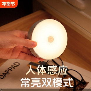 恒保亮可旋转智能人体感应小夜灯全自动led人走灯灭床头灯楼道灯
