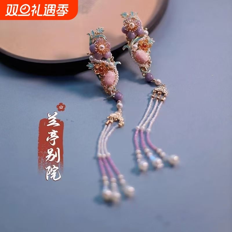 精致新中式汉服花朵头饰发饰旗袍发卡发夹女生侧边夹古风仙气配饰