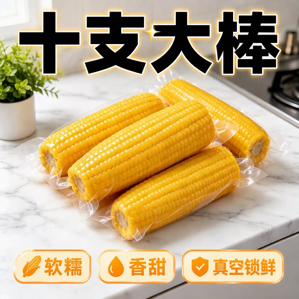头茬东北玉米真空包装非转基因黄糯玉棒早餐代餐粘玉米熟黏玉米