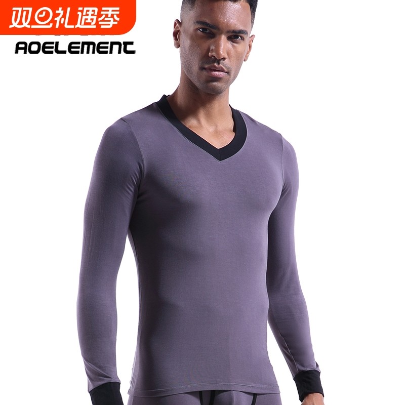 奥元素莫代尔v领修身薄款秋衣